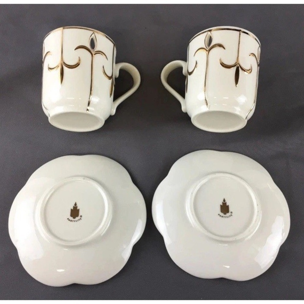 Partylite Tea for Two‎ Votive Candle Holder Teapot w/Matching Cup & Saucer Sets - Picture 9 of 10